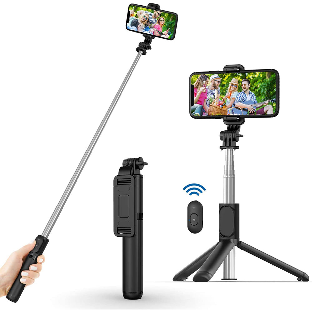 Selfie Stick Bluetooth Techsuit Q01, Univerzális, Fekete
