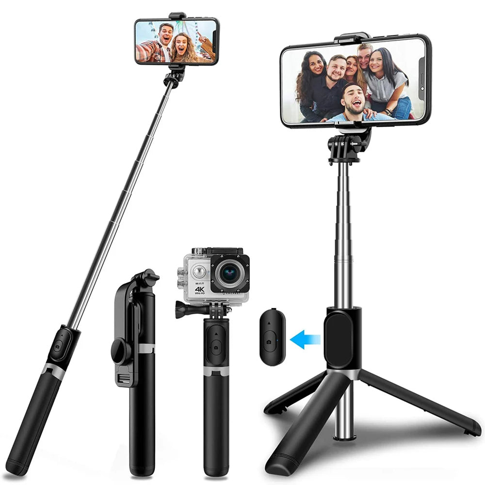 Selfie Stick Bluetooth Techsuit Q02, Univerzális, Fekete