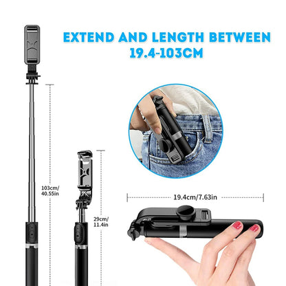 Selfie Stick Bluetooth Techsuit Q02, Univerzális, Fekete