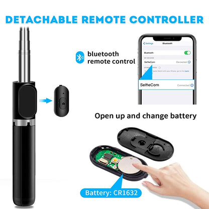 Selfie Stick Bluetooth Techsuit Q02, Univerzális, Fekete