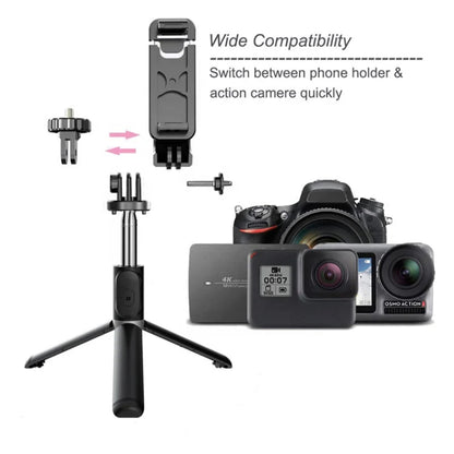 Selfie Stick Bluetooth Techsuit Q02, Univerzális, Fekete