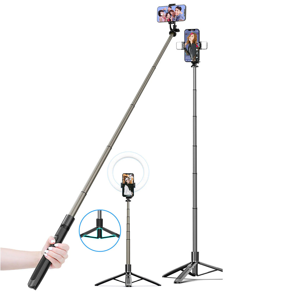 Selfie Stick Bluetooth Techsuit Q06, Univerzális, Fekete