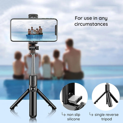 Selfie Stick Bluetooth Techsuit S03, Univerzális, Fekete