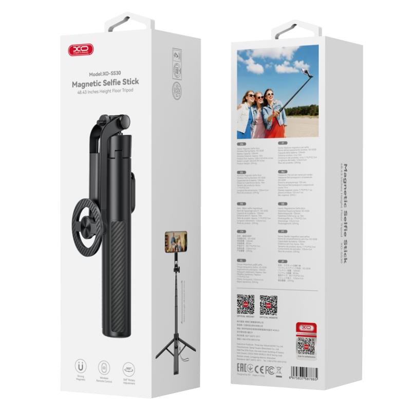 Selfie Stick Bluetooth XO Design SS30, Univerzális, Fekete