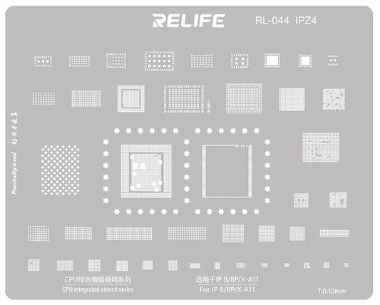 BGA Relife RL-044 IPZ4 szita Apple iPhone 8 / 8 Plus / X, CPU számára