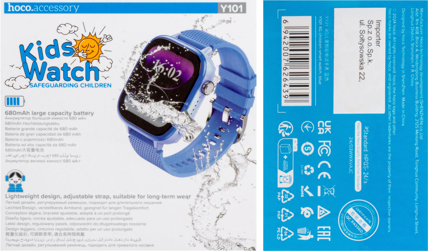 Smartwatch HOCO Y101 Kids Call, Kék