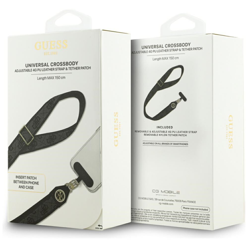 Guess 4G Strass Metal Logo Telefonpánt, Fekete