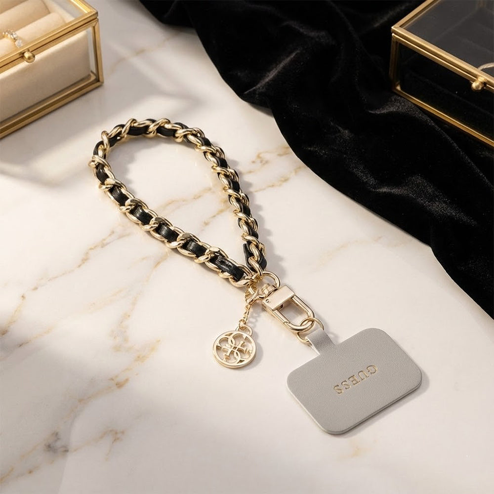 Guess Saffiano 4G Charm Telefonpánt, Fekete