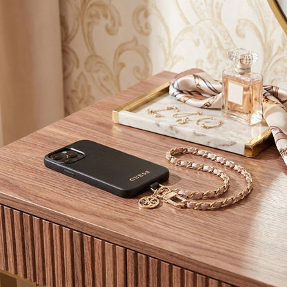 Guess Saffiano 4G Charm Telefonpánt, Fekete