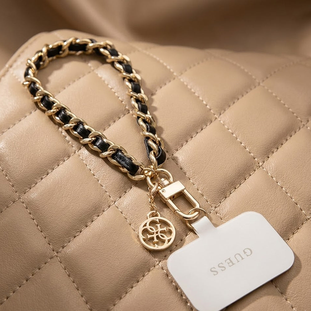 Guess Saffiano 4G Charm Telefonpánt, Fekete