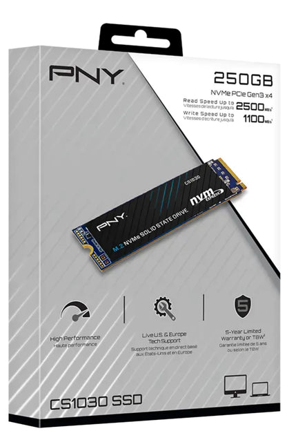 Solid State Drive (SSD) PNY CS1030, 250GB, NVMe M.2 2280, PCIe M280CS1030-250-RB