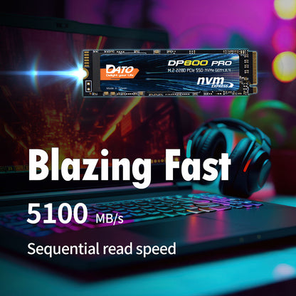 Solid State Drive (SSD) Dato DP800 Pro, NVME M.2 2280, PCIe, 4TB, Fekete DP800PSSD-4TB