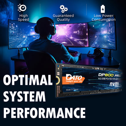Solid State Drive (SSD) Dato DP800 Pro, NVME M.2 2280, PCIe, 4TB, Fekete DP800PSSD-4TB