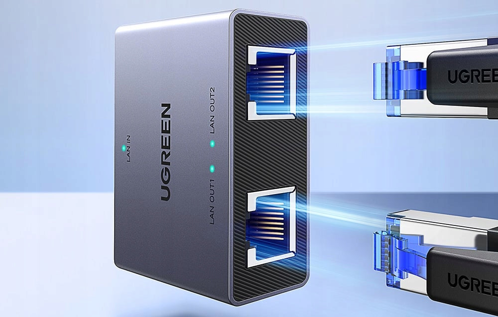 UGREEN NW301 hálózati elosztó, RJ45 - 2 x RJ45, szürke