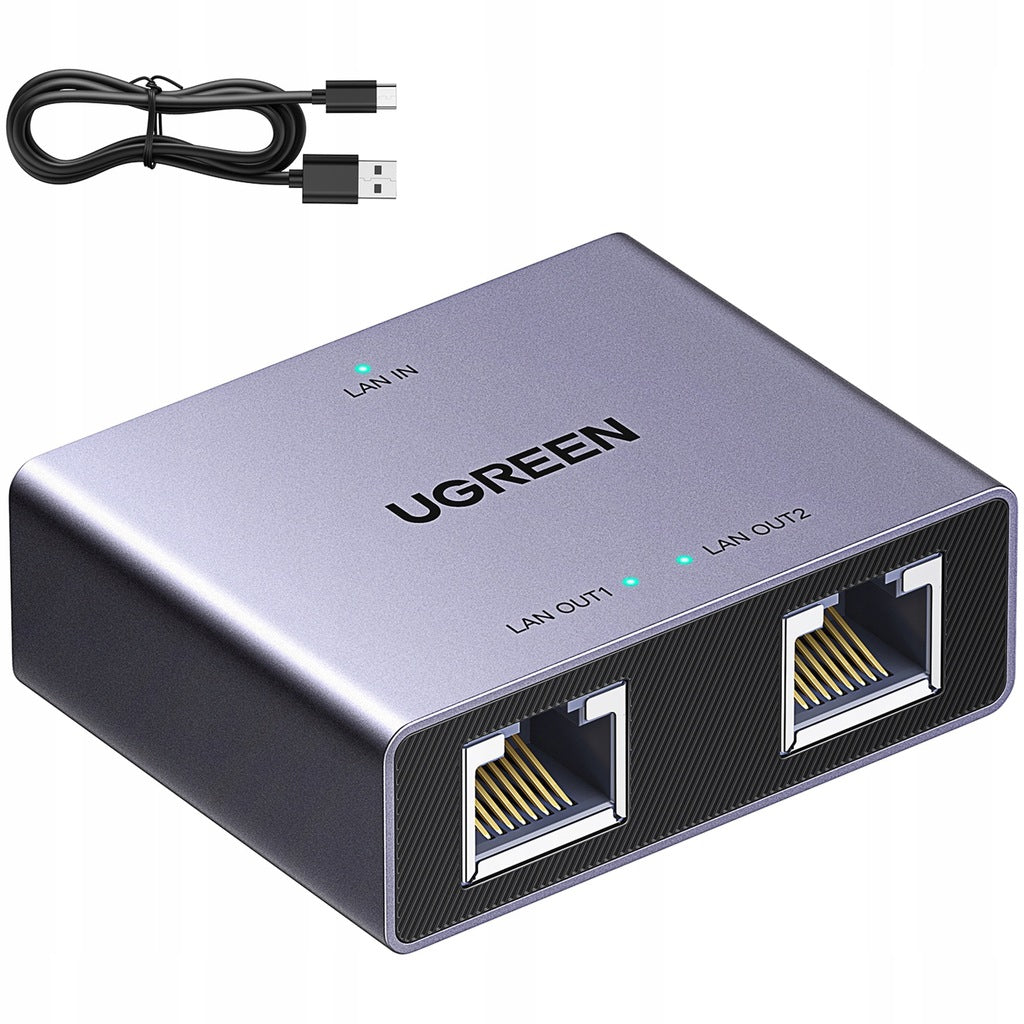 UGREEN NW301 hálózati elosztó, RJ45 - 2 x RJ45, szürke
