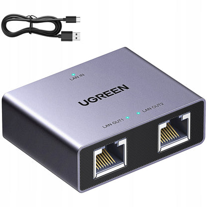 UGREEN NW301 hálózati elosztó, RJ45 - 2 x RJ45, szürke