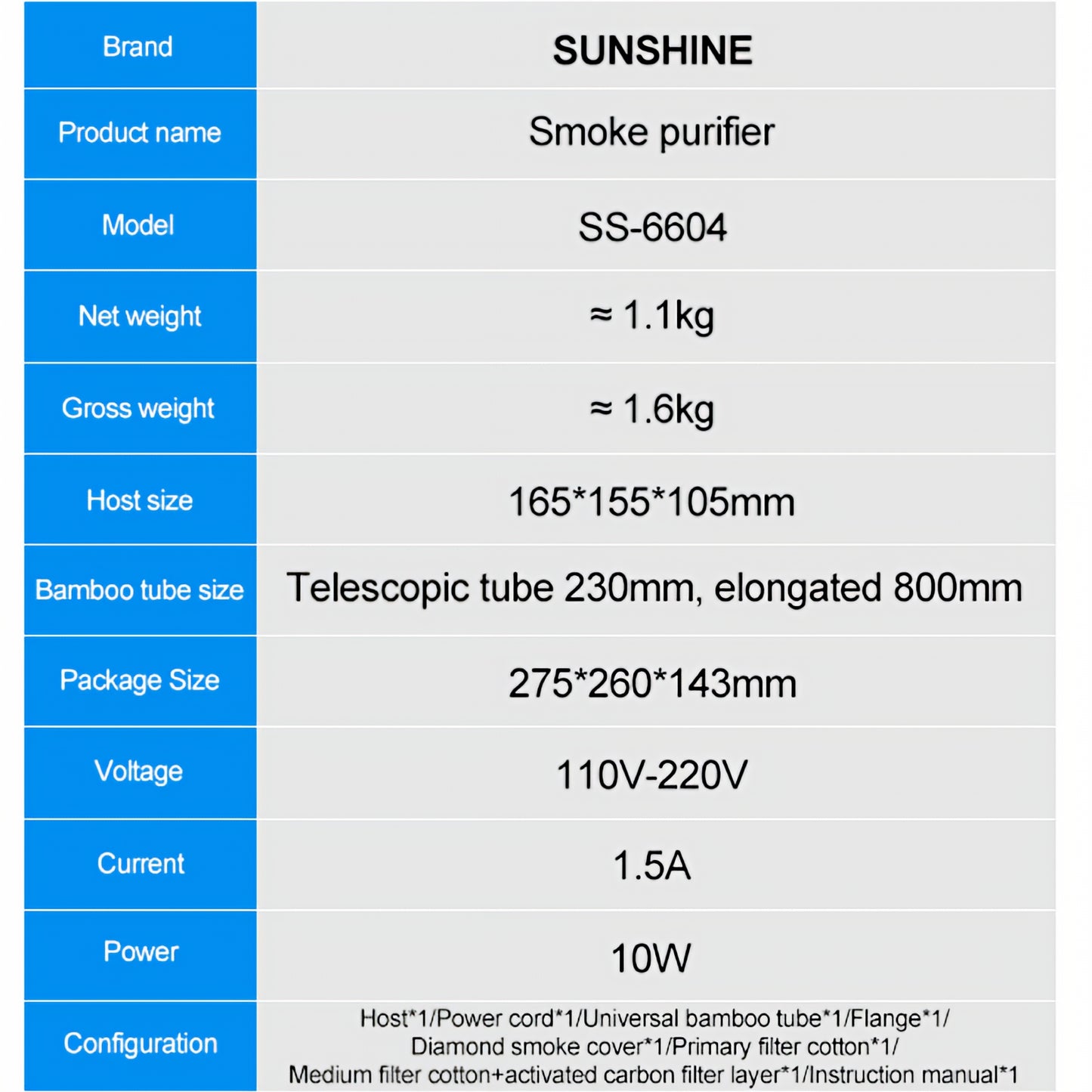 Noxe Sunshine SS-6604 Szűrő- és Kipufogóállomás
