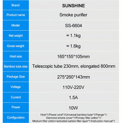 Noxe Sunshine SS-6604 Szűrő- és Kipufogóállomás