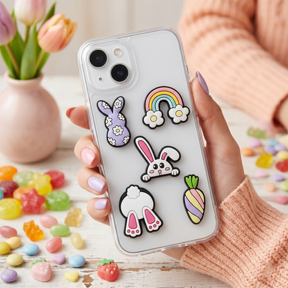 3D OEM Bunny matrica telefon-/tabletahuzathoz, 5 darabos készlet, többszínű