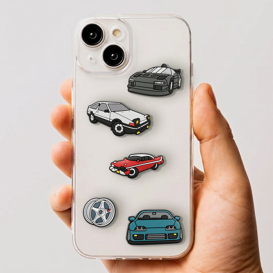 3D OEM Fast Cars matrica telefon/táblagép tokhoz, 5 darabos készlet, többszínű