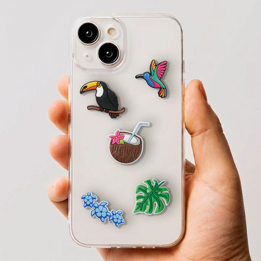3D OEM Tropical Birds matrica Telefon / Tablet tokhoz, 5 darabos készlet, Többszínű