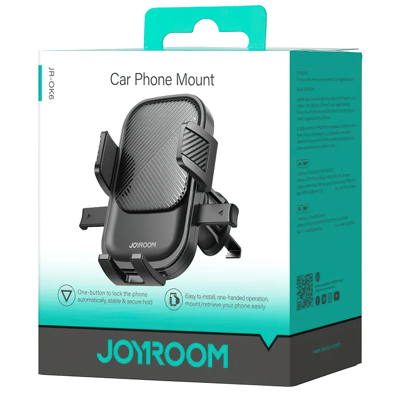 Joyroom JR-OK6 Autós Tartó Vent, 4.7inch - 6.8inch, Fekete