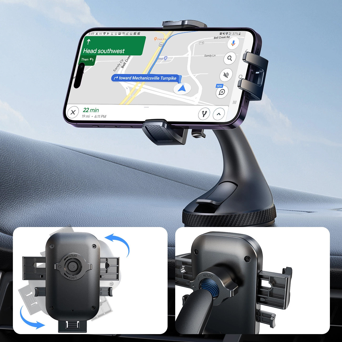 Joyroom JR-OK6 Dash autós tartó, 4.7 inch - 6.8 inch, Fekete