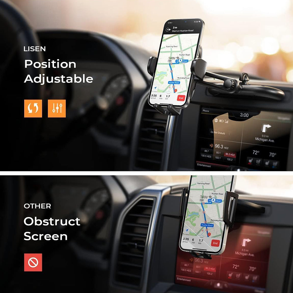 Lisen 2in1 autós tartó, 4.7inch - 7.2inch, Fekete YL0222040016