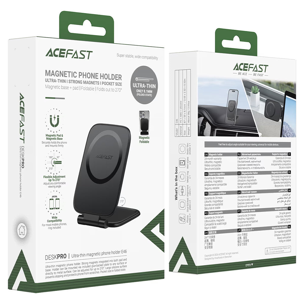 Acefast E46 mágneses autós tartó, univerzális, fekete