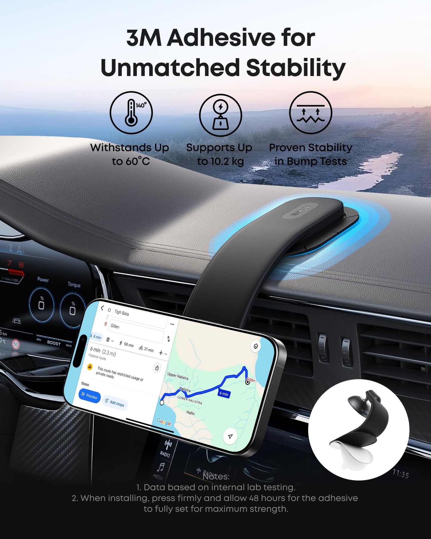 Anker Nano Univerzális Mágneses Autós Tartó, Fekete A9110H11