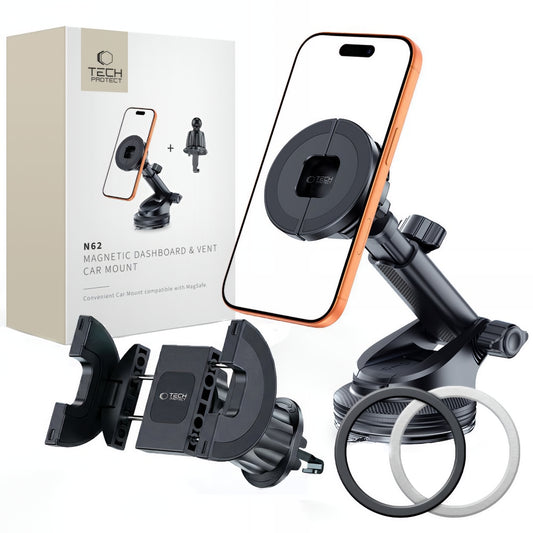 Tech-Protect N62 2in1 Univerzális Mágneses Autós Tartó, Fekete