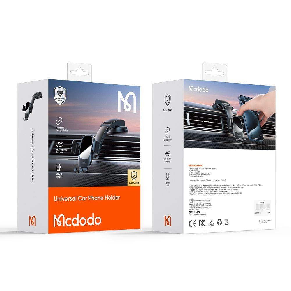 McDodo CM-7220 autós tartó, 4.7 inch - 6.7 inch, fekete