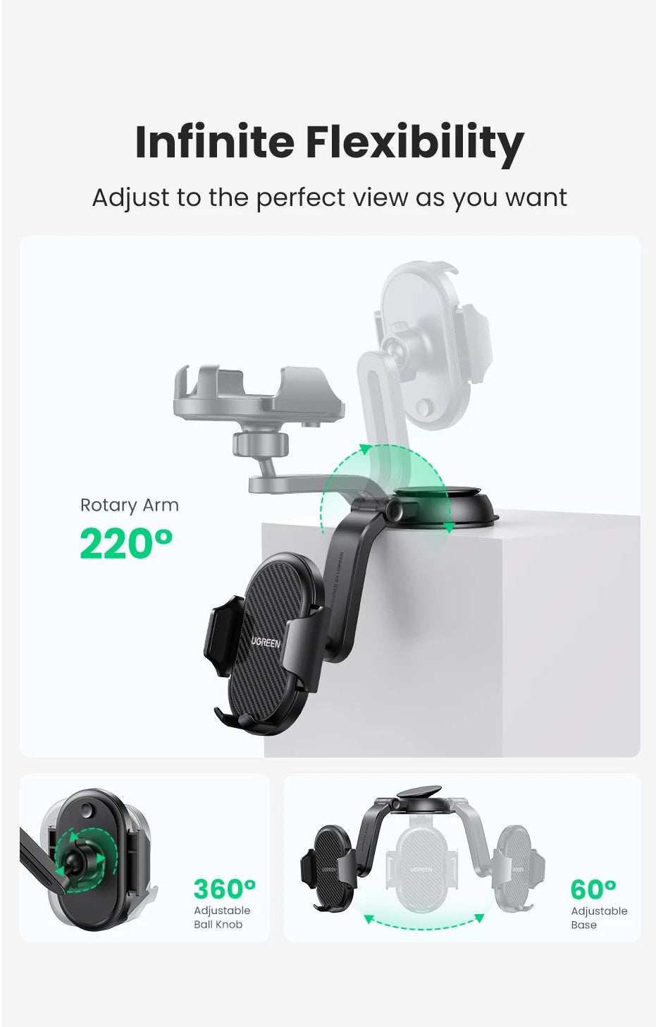 UGREEN LP405 Univerzális Autós Tartó, Fekete
