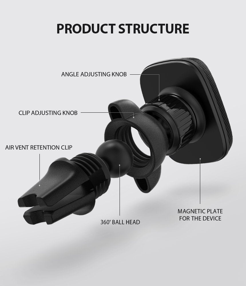Ringke Power Clip mágneses autós tartó, univerzális, fekete
