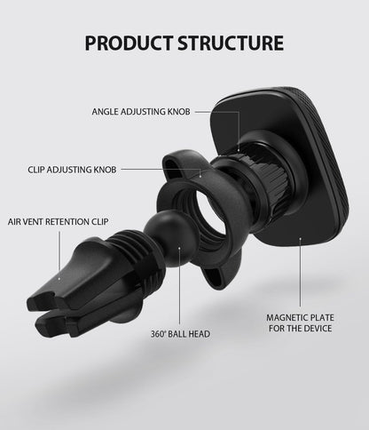 Ringke Power Clip mágneses autós tartó, univerzális, fekete