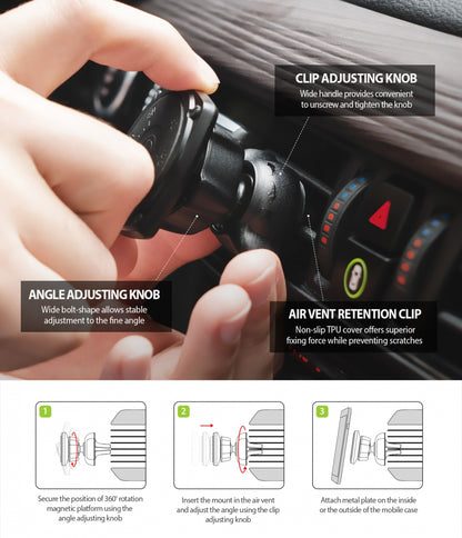 Ringke Power Clip mágneses autós tartó, univerzális, fekete
