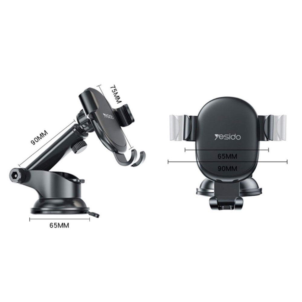 Yesido C120 autós tartó, 4inch - 6.5inch, Fekete