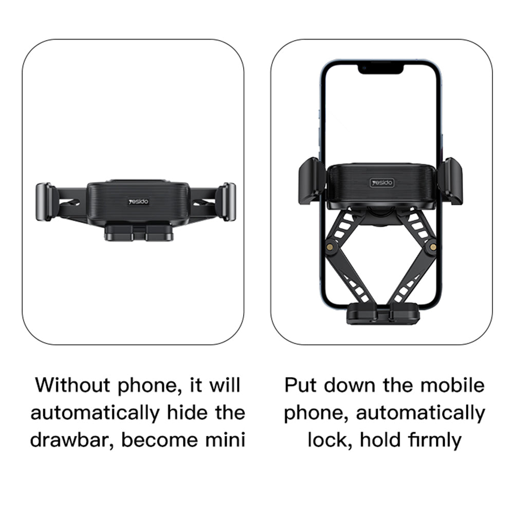 Autós tartó Yesido C166, 4.7inch - 7inch, Fekete