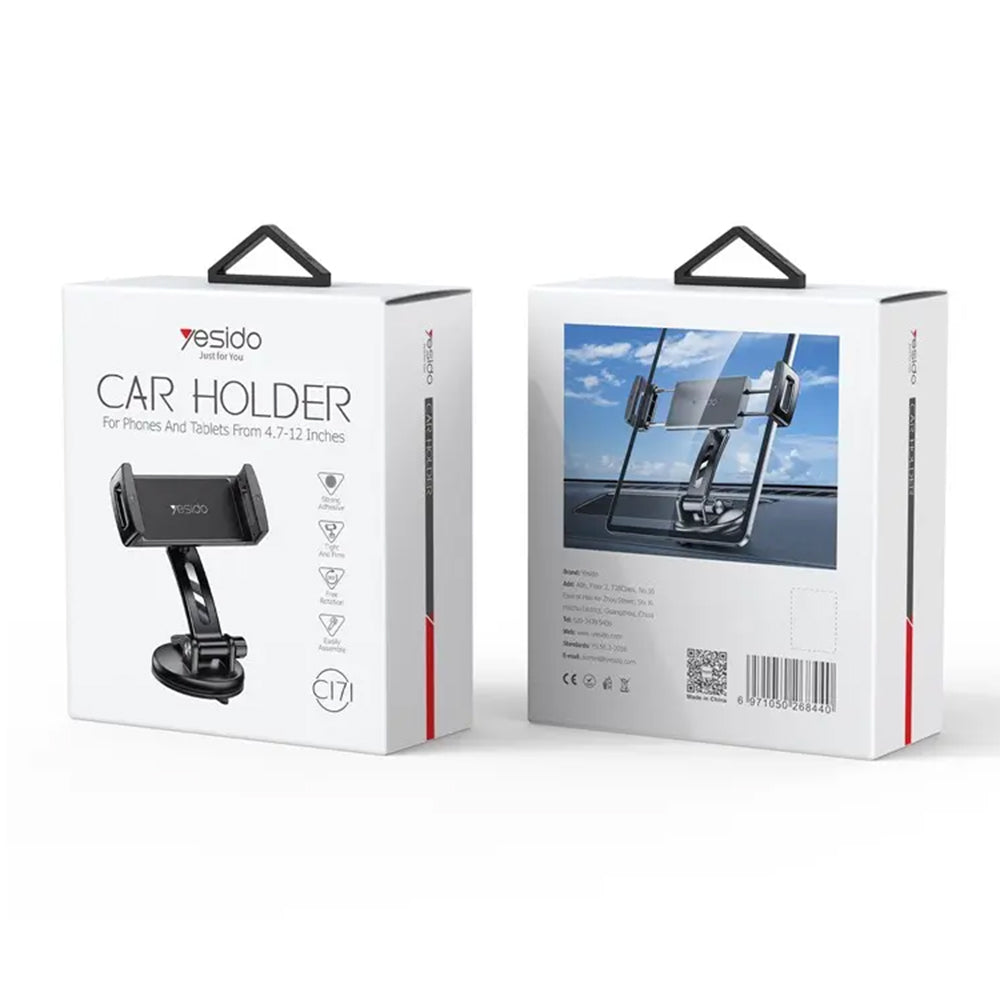 Yesido C171 autós tartó, 4.7 inch - 12 inch, fekete