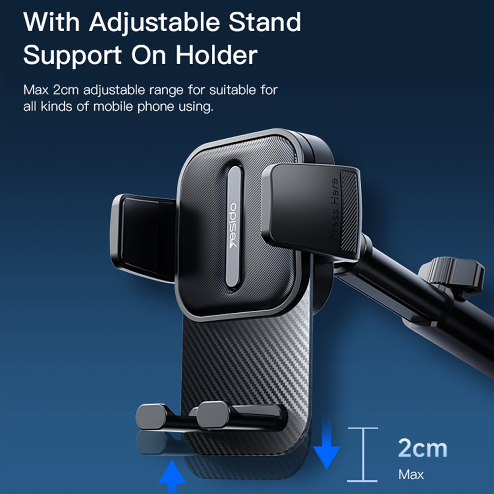 Autós tartó Yesido C174, 4inch - 6.7inch, Fekete