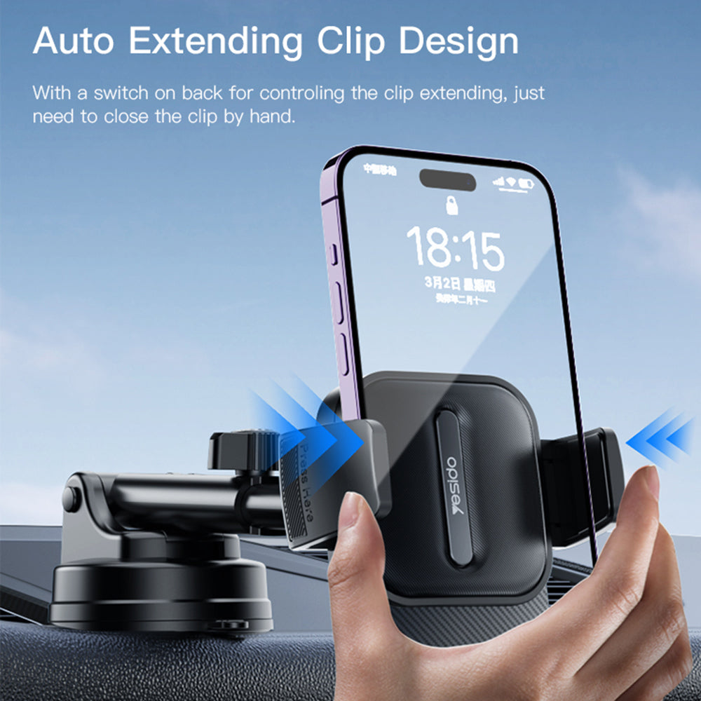 Autós tartó Yesido C174, 4inch - 6.7inch, Fekete