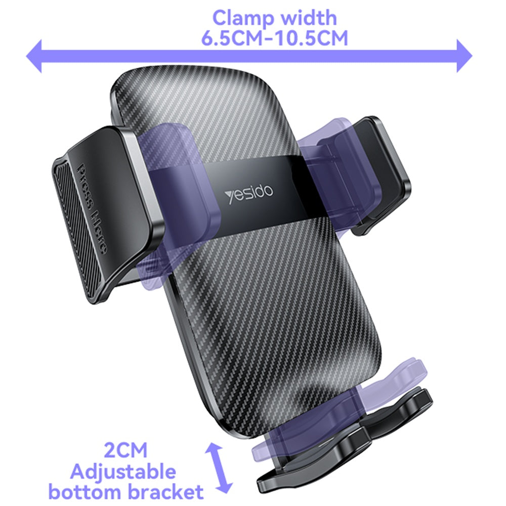 Yesido C251 autós tartó, 4.8inch - 7.2inch, Fekete