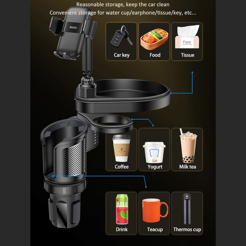 Yesido C274 autótartó, 4.7 inch - 7.2 inch, Fekete