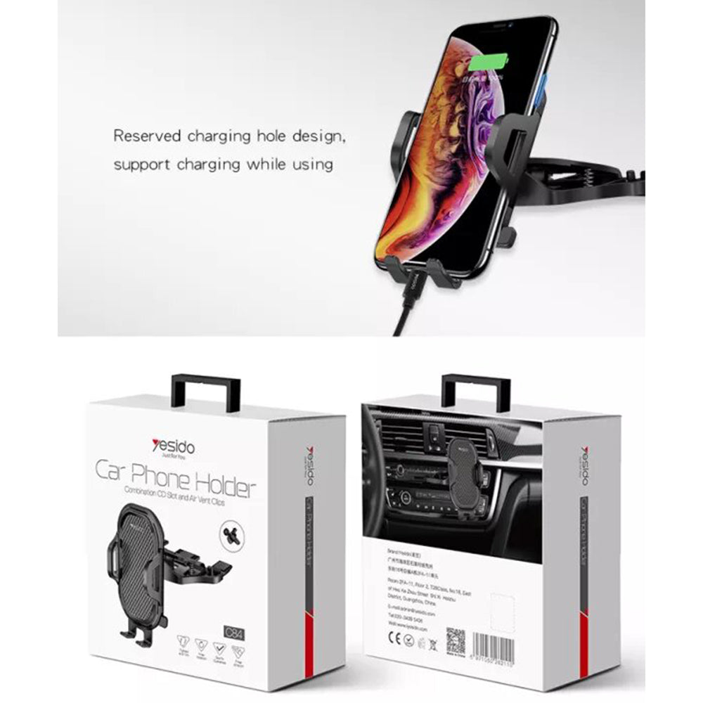 Yesido C84 autós tartó, 4.7 inch - 7.4 inch, Fekete