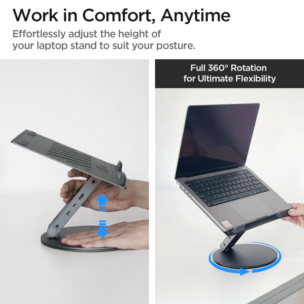 Spigen LD204H laptop tartó, Ezüst