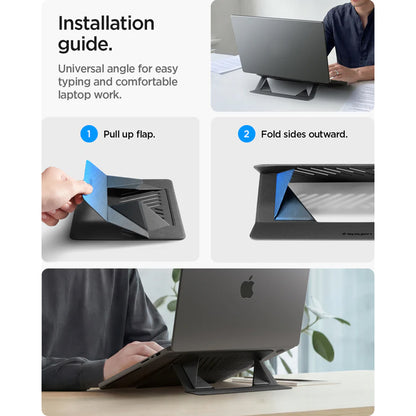 Spigen Slim Fold LD201-S6 állvány max. 14 hüvelykes laptophoz, fekete AMP11115
