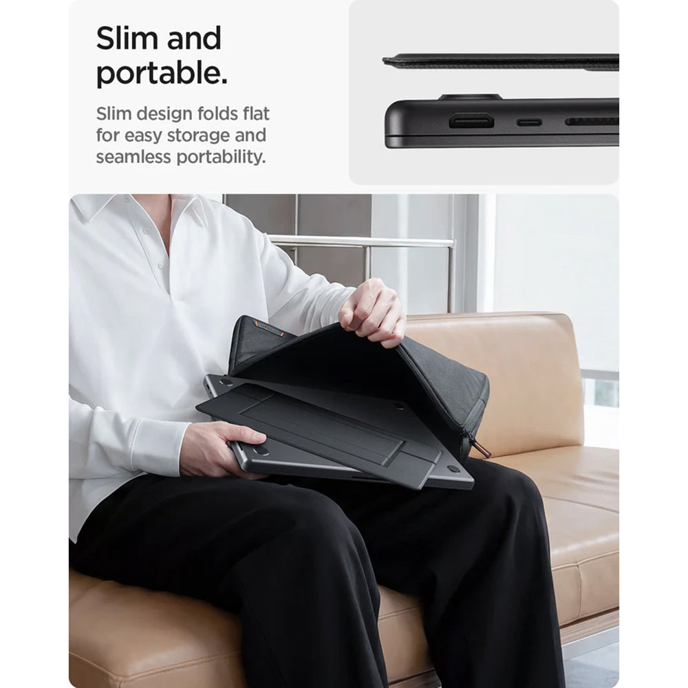Spigen Slim Fold LD201-S7 állvány max. 14 hüvelykes laptophoz, fekete AMP11116