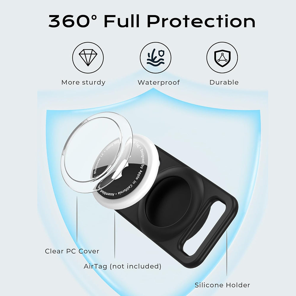 Techsuit BuddyGuard DG1 tartó Apple AirTaghez háziállat nyakörvre, Fekete