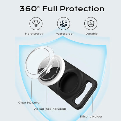 Techsuit BuddyGuard DG1 tartó Apple AirTaghez háziállat nyakörvre, Fekete