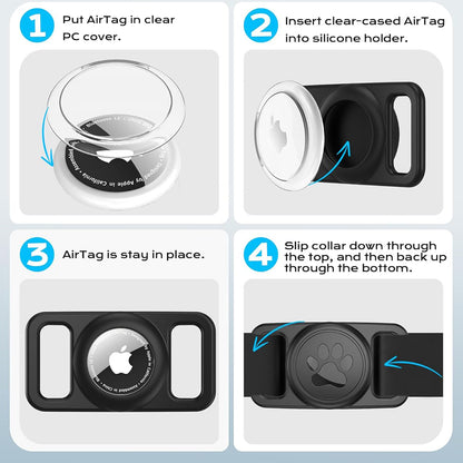 Techsuit BuddyGuard DG1 tartó Apple AirTaghez háziállat nyakörvre, Fekete